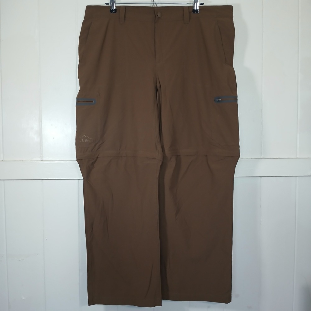 L.L. Bean Convertible Cargo Pants Mens 40x30 Brown Hiking Zip Off 290782